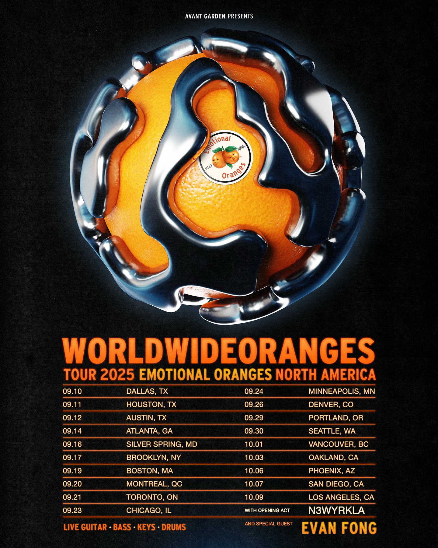 Evan Fong WORLDWIDEORANGES Tour Poster 2025
